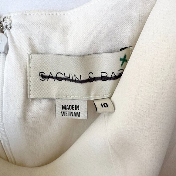 NWT Sachin + Babi Pema Satin Midi Dress White Pearl Gold Wedding Straps Size 10 - Picture 9 of 13